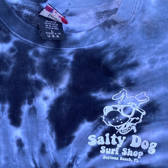 Salty Dog Surf Shop Daytona Beach, Fl Crewneck Sweater L Gray/Black Tie-dye - Picture 4 of 4